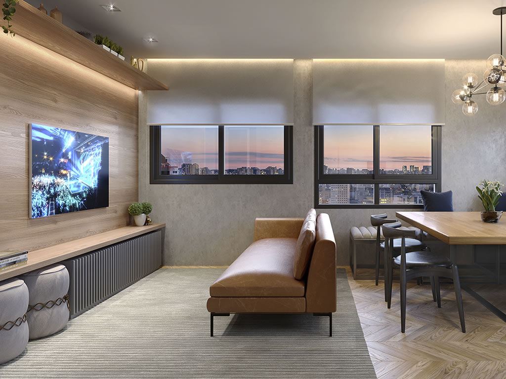 GO Carlos Gomes - Living Apartamento 2 quartos com Jantar
